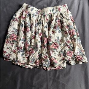 Brandy Melville Floral Skirt - Cream and Pink